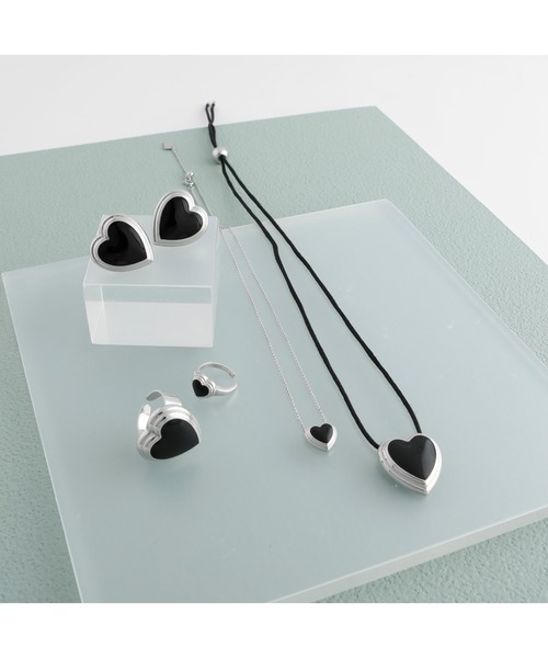 指輪 リング JewCas ブラック 大きめハートCayenne heart リング