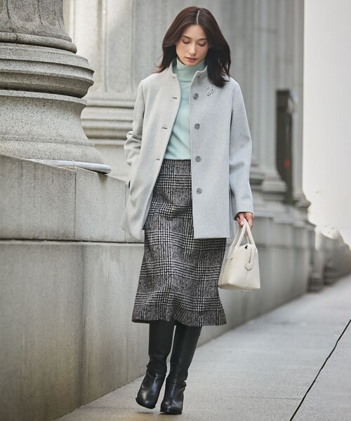 スカート ウールシルクツイードグレンチェック : ZOZOTOWN Yahoo!店