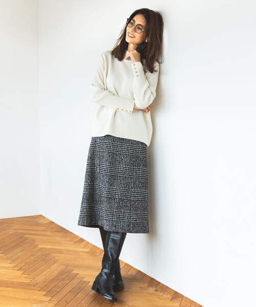 スカート ウールシルクツイードグレンチェック : ZOZOTOWN Yahoo!店
