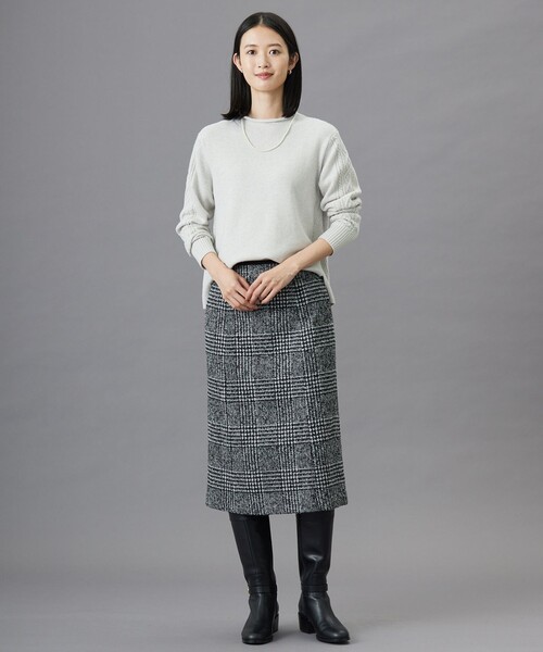 スカート ウールシルクツイードグレンチェック : ZOZOTOWN Yahoo!店
