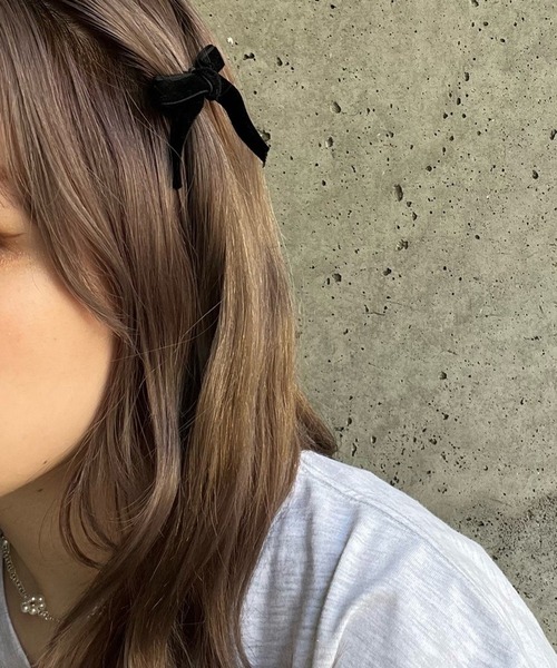 ヘアピン 「2set」フレンチガーリーブラックリボンヘアピン