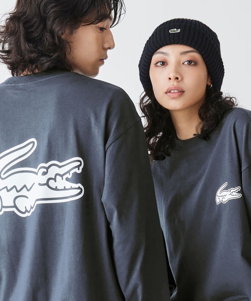 【Lacoste】長袖 ロゴ プリント Tシャツ ホワイト / 送料無料 Lacoste】長袖 ロゴ プリント Tシャツ ホワイト / 送料無料