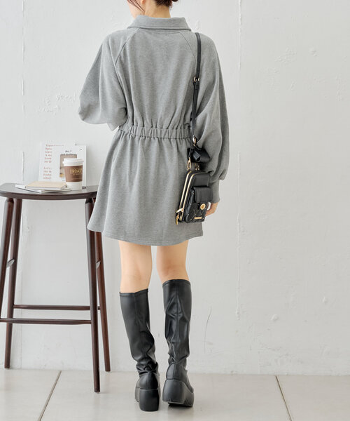 Chico（チコ） ワンピース ハーフジップフレアスウェットミニ