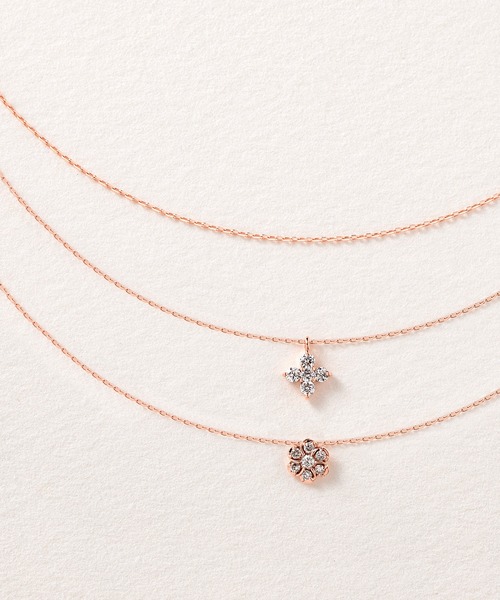 ESTELLE エステールピンクゴールド 円形ペンダント ネックレス ESTELLE ネックレス K18 ピンクゴールド ダイヤモンド フラワー