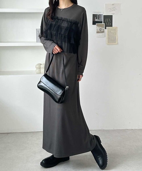 GeeRA ワンピース チュールドッキングリブワンピース : ZOZOTOWN