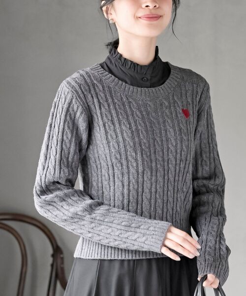 r・p・s（アールピーエス） ニット セーター ハート刺繍ケーブルニット