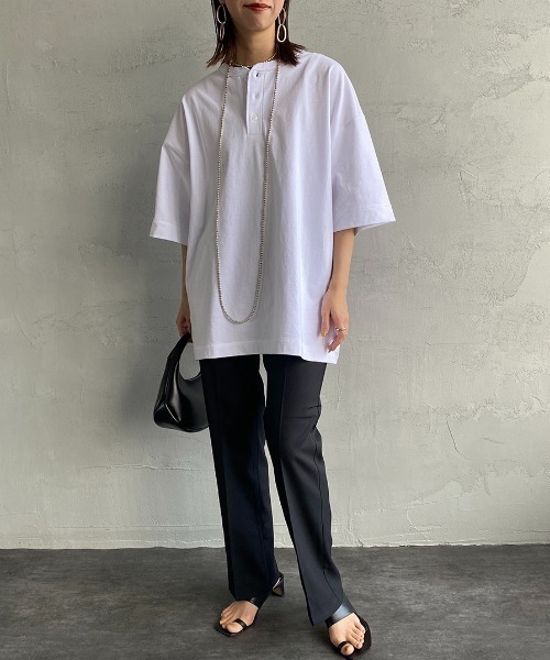 tシャツ 「HEALTHKNIT/ヘルスニット」 別注 ビッグシルエット ヘンリーネックTシャツ レディース メンズ Healthknit tシャツ 「HEALTHKNIT/ヘルスニット」 別注 ビッグ