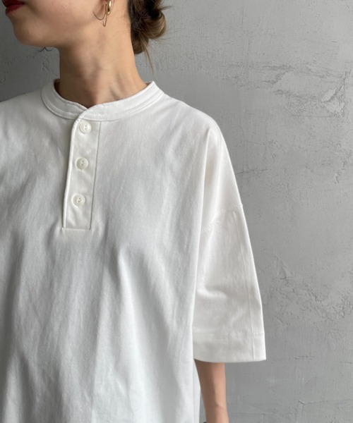 tシャツ 「HEALTHKNIT/ヘルスニット」 別注 ビッグシルエット ヘンリーネックTシャツ レディース メンズ Healthknit tシャツ 「HEALTHKNIT/ヘルスニット」 別注 ビッグ