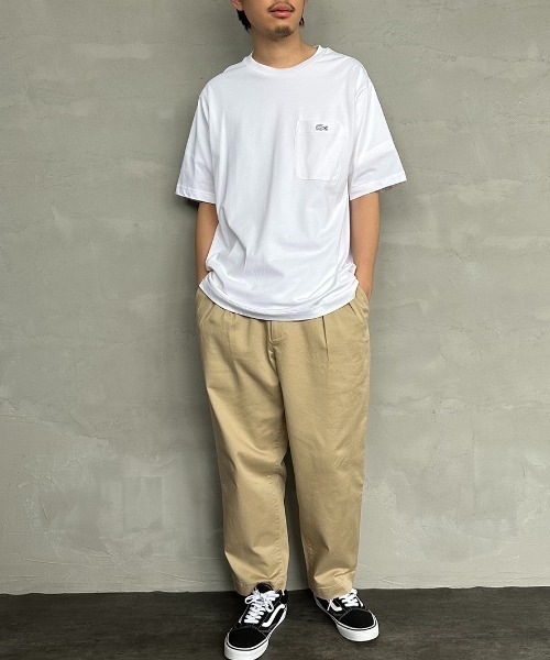 ラコステ　ワンポイント　ロゴ　クルーネックTシャツ　ベージュ LACOSTE（ラコステ） tシャツ ワンポイントロゴ クルーネックロンT