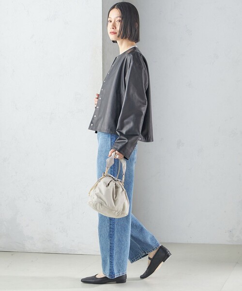 SHIPS（シップス） ジャケット ノーカラージャケット SHEEP レザー