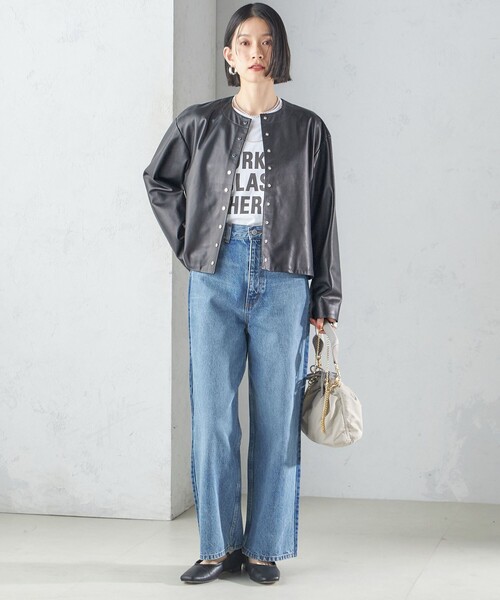 SHIPS（シップス） ジャケット ノーカラージャケット SHEEP レザー