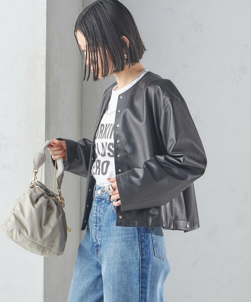 SHIPS（シップス） ジャケット ノーカラージャケット SHEEP レザー