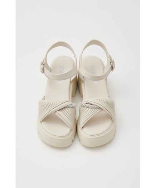 STACCATO ウェーブストラップ サンダル　24.5㎝　グレージュ STACCATO サンダル フラワーソリッドボリュームサンダル
