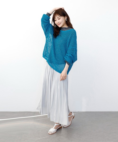 Jines tシャツ 斜行ガーゼ シアーハイネックトップス レディース