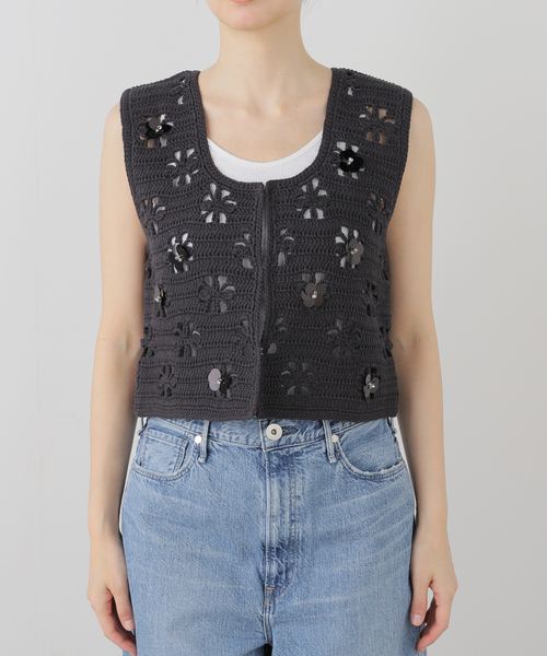 ベスト ジレ TGOR/トゴール Hand crochet flower vest TG5S-J0301 レディース