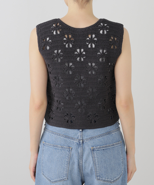 SLOBE IENA ベスト ジレ TGOR/トゴール Hand crochet flower