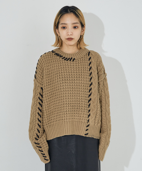 「NOMINE」 長袖ニット フリー ベージュ レディース_画像3