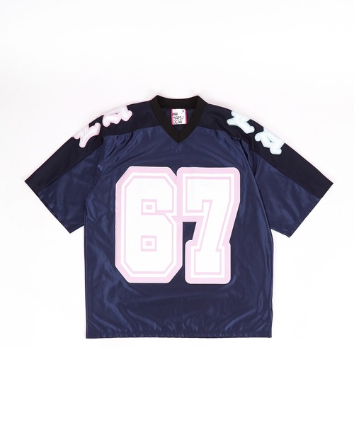 tシャツ a.p.o.v. ナンバリングビッグプリントメッシュ切替