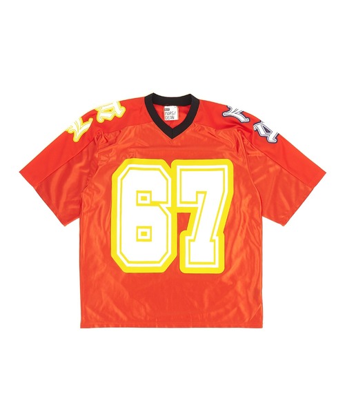 tシャツ a.p.o.v. ナンバリングビッグプリントメッシュ切替