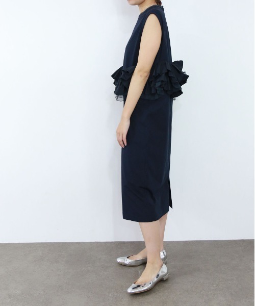 【美品】MARILYNMOONタフタスパイラルラッフル半袖トップス　黒 MARILYN MOON(マリリンムーン)｜タフタスパイラルラッフルハーフ