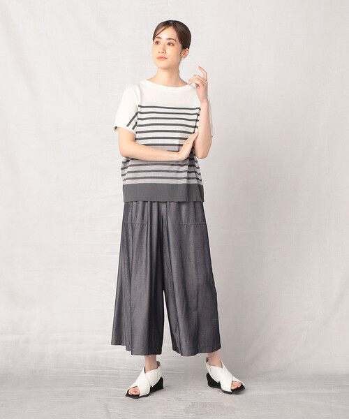 「Comme ca Mature」 ドルマンスリーブニット FREE ネイビー レディース_画像2