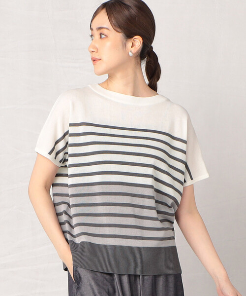 「Comme ca Mature」 ドルマンスリーブニット FREE ネイビー レディース_画像4