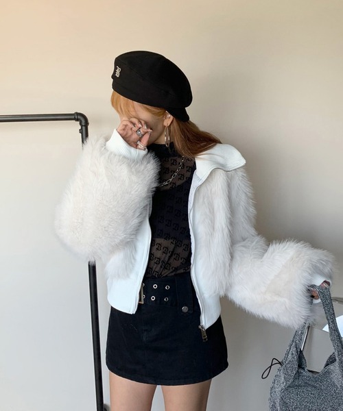 「non-hedge」 ジップアップブルゾン FREE グレー レディース_画像3