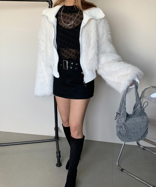 「non-hedge」 ジップアップブルゾン FREE グレー レディース_画像4