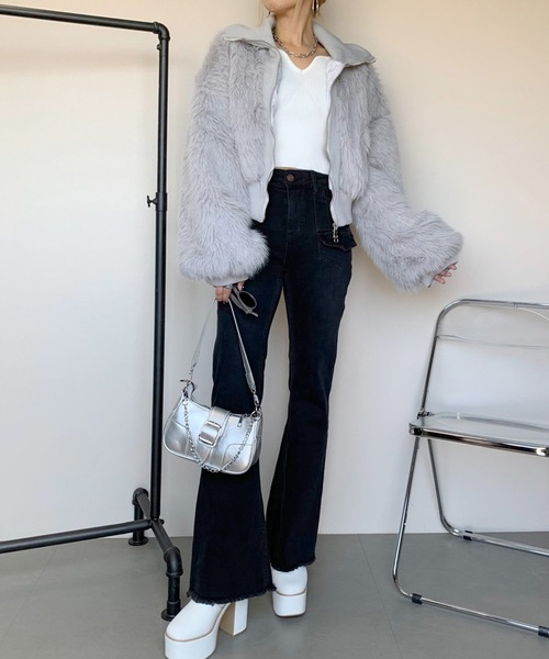 「non-hedge」 ジップアップブルゾン FREE グレー レディース_画像9