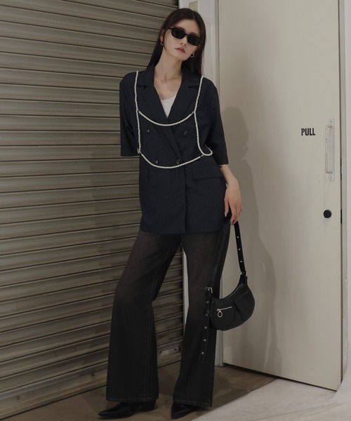 【シーナリー】未使用 タグ付き 2024 ビジュー ビスチェ ベスト パール SHEENA ベスト ジレ フェイクパールビスチェ レディース
