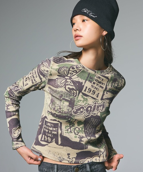 tシャツ COLLAGE GRAPHIC L/S COMPACT TOP レディース