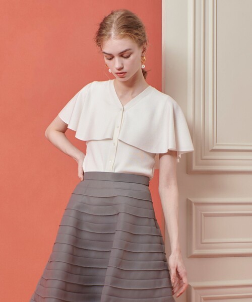 ニット セーター 「LOULOU WILLOUGHBY」メタリックヤーンケーププルオーバー レディース