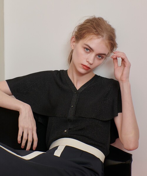 ニット セーター 「LOULOU WILLOUGHBY」メタリックヤーンケーププルオーバー レディース LOULOU WILLOUGHBY】メタリックヤーンケーププルオーバー