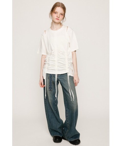 SLY tシャツ STEPHEM SHIRRING T/SH ステファン シャーリング T