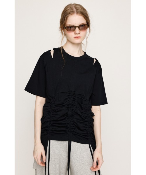 m*0様 Ruro for 6 SHIRRING T SHIRT Tシャツ　ブラ 別注】＜Ruro × 6＞SHIRRING Tシャツ