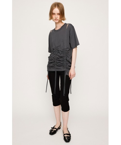 m*0様 Ruro for 6 SHIRRING T SHIRT Tシャツ　ブラ 6 (ROKU) - 【新品】Ruro × 6 シャーリングTシャツ ロクrokuの