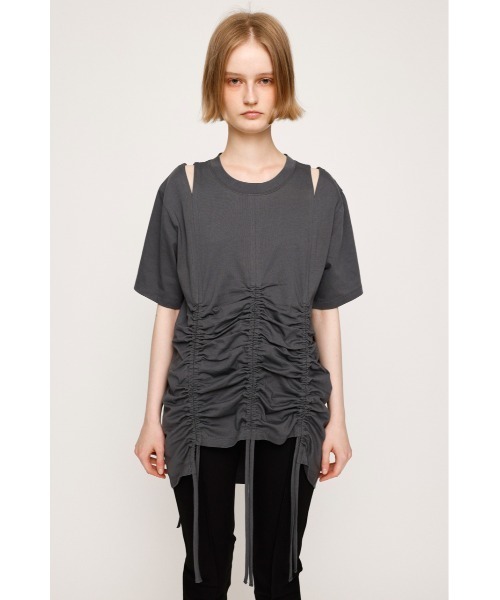HTH shirring tee シャーリング　Tシャツ　ブラック　新品 SLY tシャツ STEPHEM SHIRRING T/SH ステファン シャーリング T