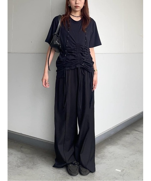 SLY tシャツ STEPHEM SHIRRING T/SH ステファン シャーリング T