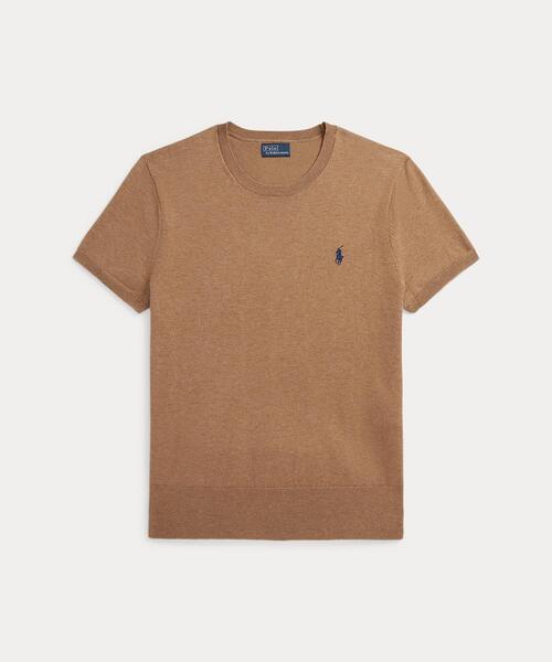 ラルフローレン　正規品　サマーニット　ケーブルニット　半袖　ベージュ　美品 POLOラルフローレンサマーニット ベージュ色半袖ケーブルニット