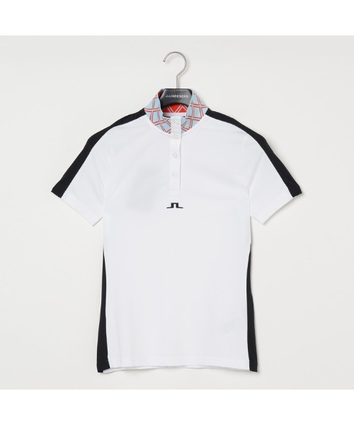 ブラウス シャツ 「J.LINDEBERG/GOLF」ダイヤモンド柄リブ襟半袖ハイネックシャツ レディース