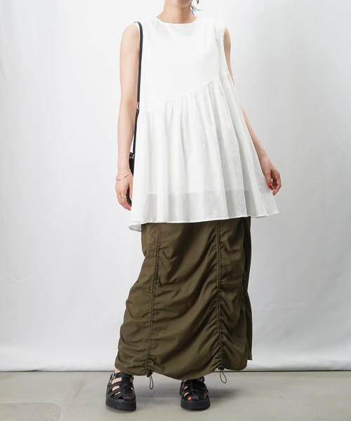 選べるレディース服3点福袋対象商品 ストール付 ティアード ノースリーブ トップス（返品交換ギフト包装不可） レディース 女性 9号 Mサイズ タンクトップ LADY LUCK LUCA tシャツ LC/LLL ノースリーブティアード