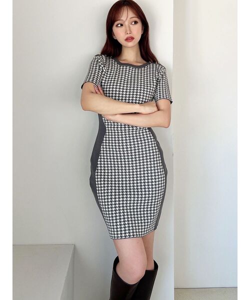 2wayハウンドトゥースファーミニワンピース Randy ミニワンピース 2wayハウンドトゥースファーミニワンピース – Randy