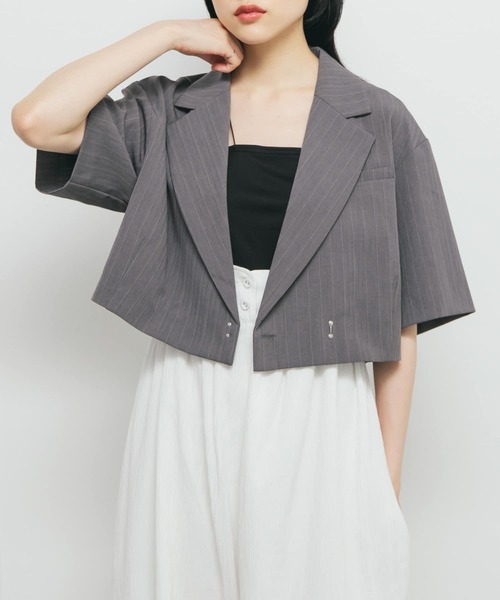 KBF（ケービーエフ） コート アウター ストライプショートジャケット