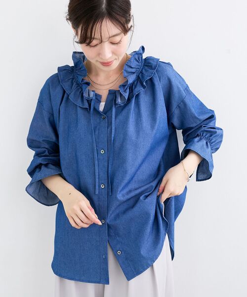 le.coeur blanc（ルクールブラン） ブラウス シャツ フリルネック