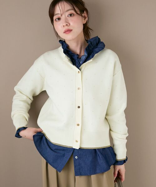 【ブルー】『WEB限定』フリルネックデニムブラウス フリルネックデニムブラウス/le.coeur blanc(ルクールブラン