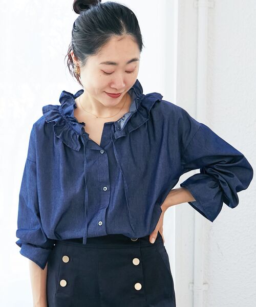 le.coeur blanc（ルクールブラン） ブラウス シャツ フリルネック