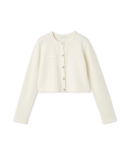 カーディガン SUPER FINE MERINO WOOLビジュー釦カーディガン レディース