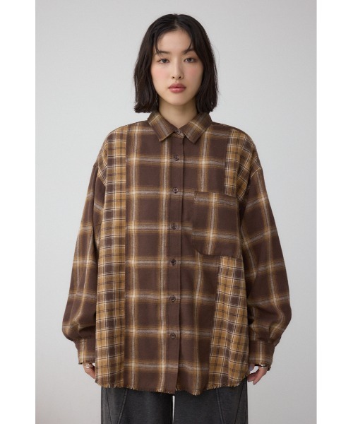 今季新作完売☆MOUSSYビッグチェックシャツ☆オーバーサイズシャツ☆新品タグ付 AZUL BY MOUSSY（アズールバイマウジー） ブラウス シャツ 切替