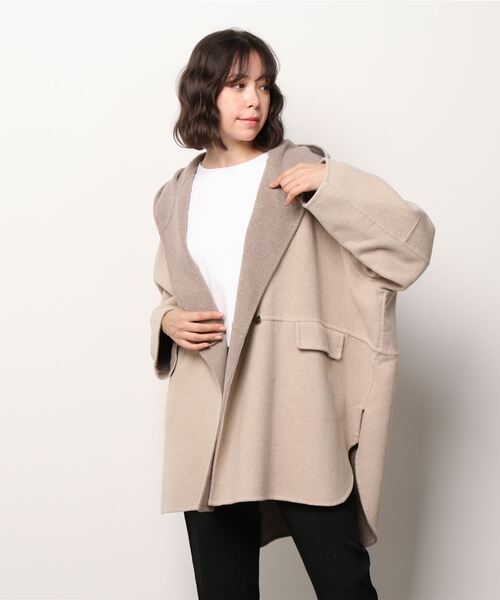 〜12/21 SHIPS any ノーカラーコート　フード　ジャケット ベージュ SHIPS any ノーカラーコート コート 「WEB限定」SHIPS any:「洗濯機