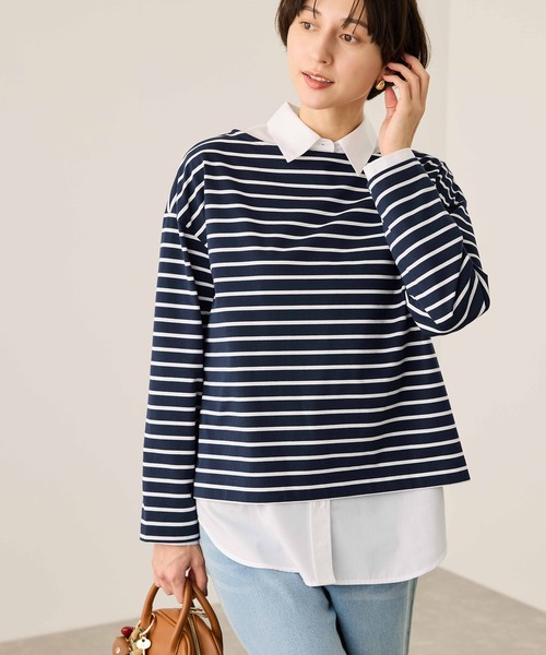 ボーダーカットソー ROPE' PICNIC（ロペ ピクニック） tシャツ ボックスシルエットボーダー